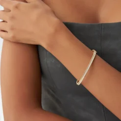 14k Milgrain Diamond Bangle Bracelet