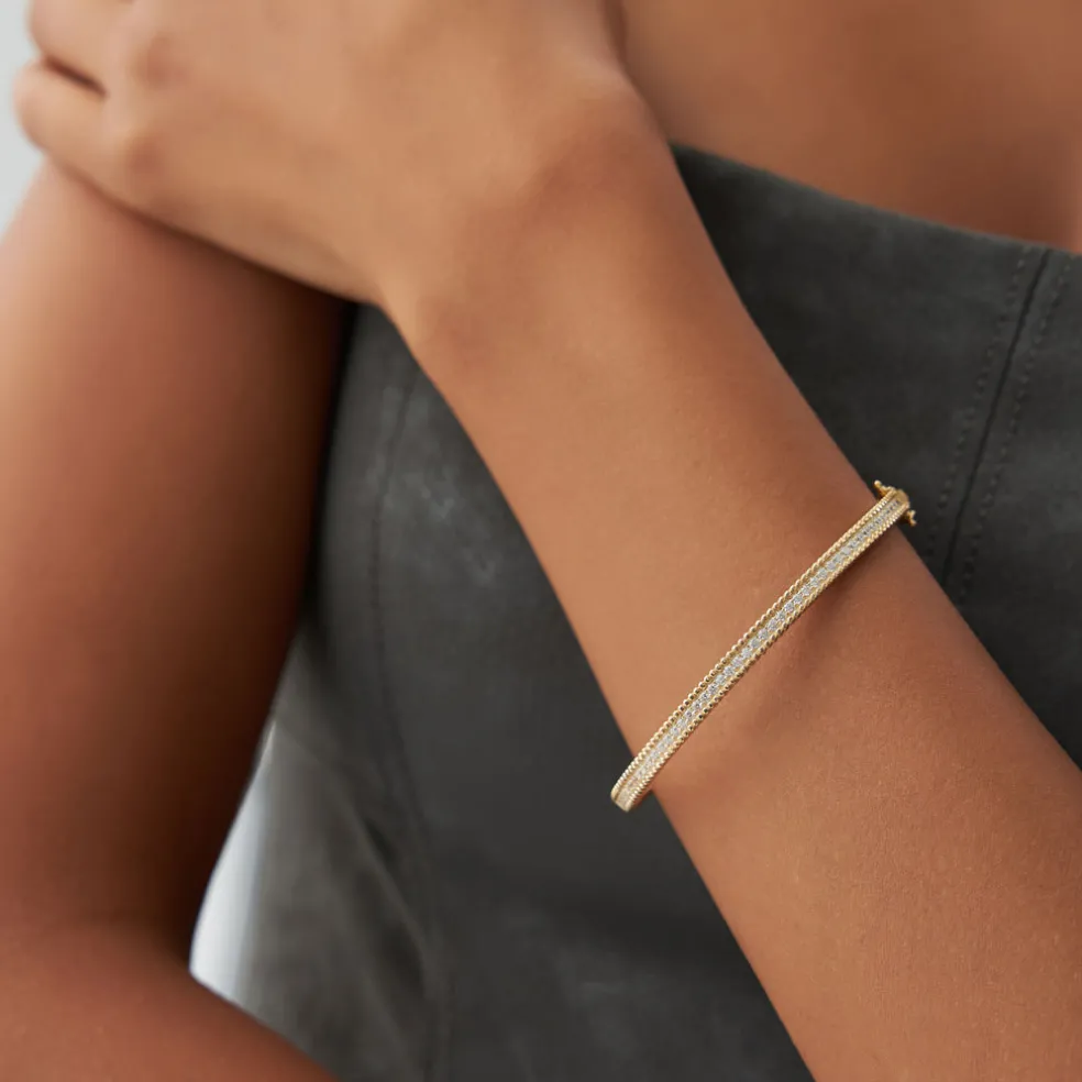 14k Milgrain Diamond Bangle Bracelet