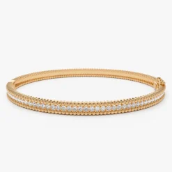 14k Milgrain Diamond Bangle Bracelet