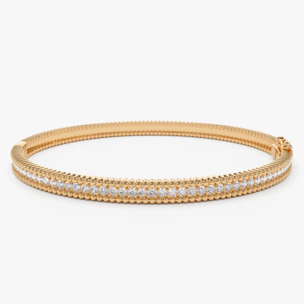14k Milgrain Diamond Bangle Bracelet