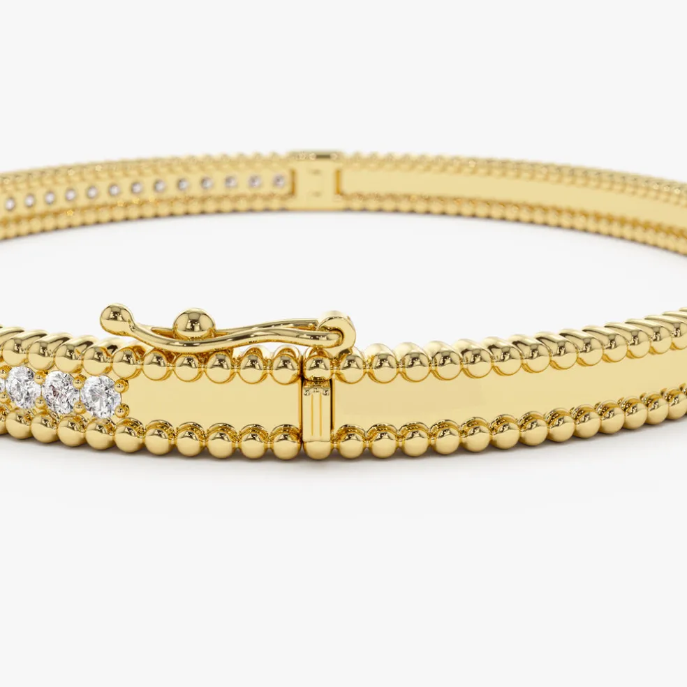 14k Milgrain Diamond Bangle Bracelet