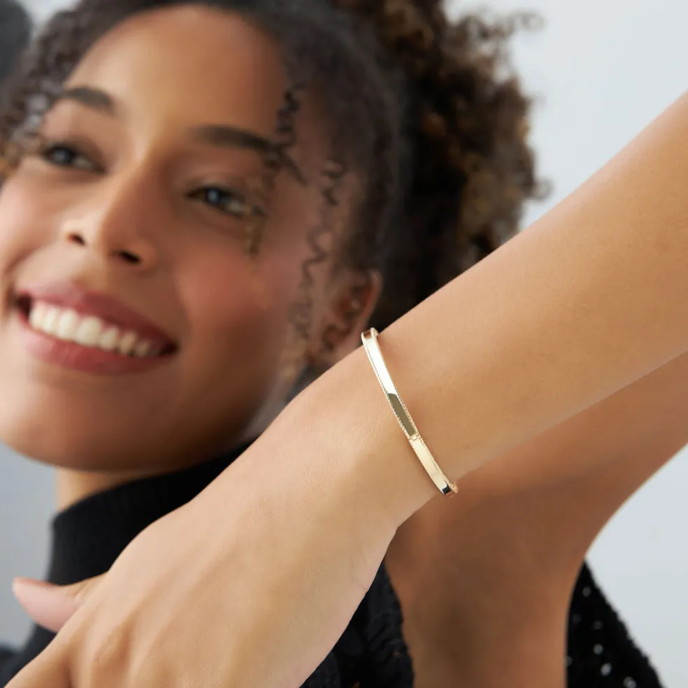 14K Milgrain Edge Gold Bangle Bracelet
