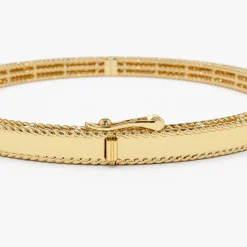 14K Milgrain Edge Gold Bangle Bracelet