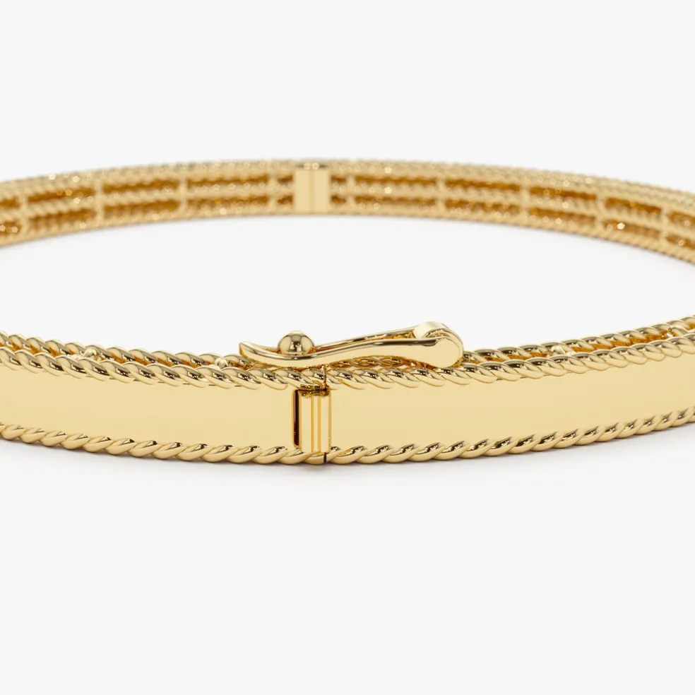 14K Milgrain Edge Gold Bangle Bracelet