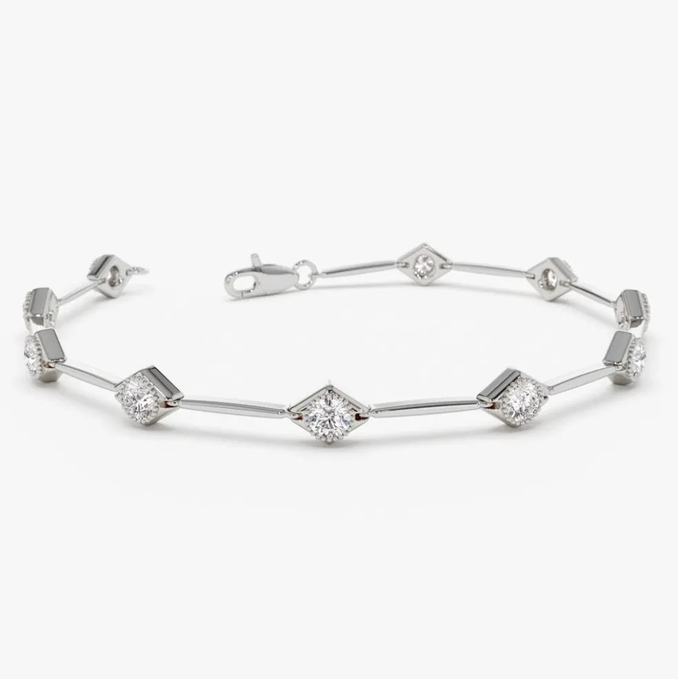 14k Milgrain Setting Diamond Infinity Bracelet 1.20 ctw