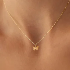 14k Mini Butterfly Charm Necklace