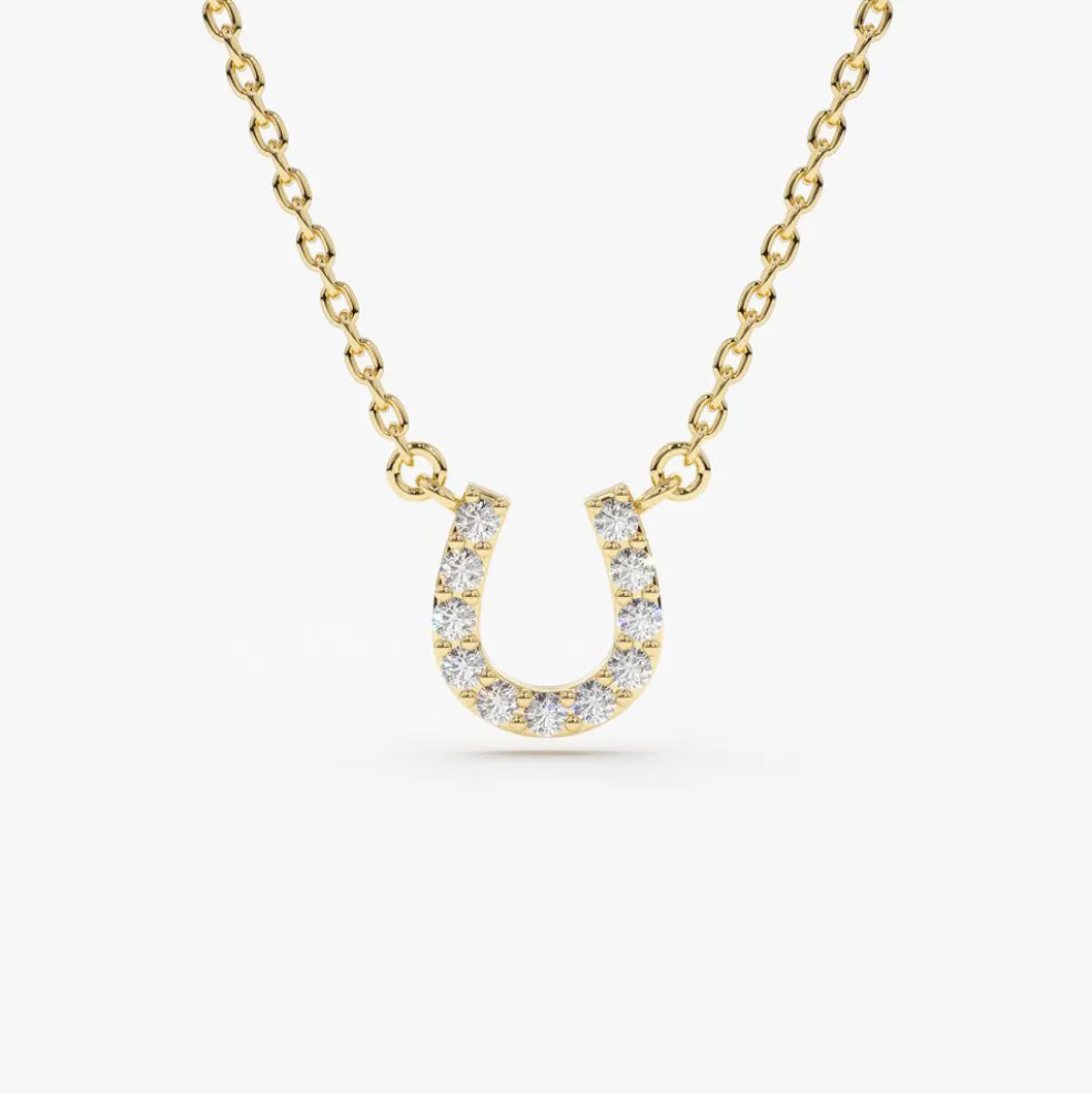 14K Mini Diamond Horseshoe Necklace