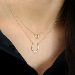 14K Mini Diamond Horseshoe Necklace