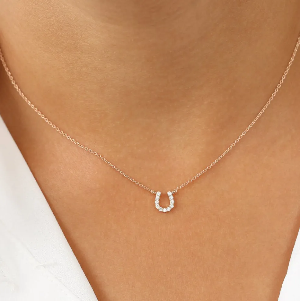 14K Mini Diamond Horseshoe Necklace