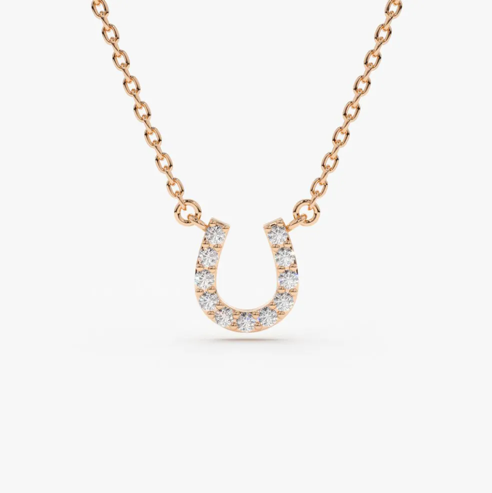 14K Mini Diamond Horseshoe Necklace