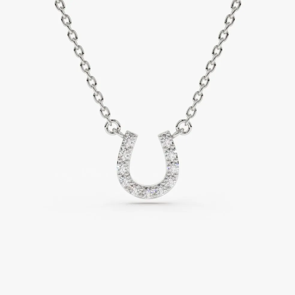 14K Mini Diamond Horseshoe Necklace