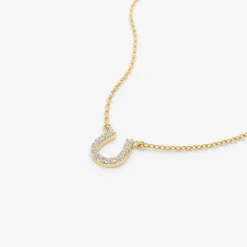 14K Mini Diamond Horseshoe Necklace