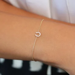 14k Mini Diamond Horseshoe Bracelet