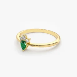 14k Mini Emerald and Diamond Ring