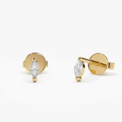 14k Mini Marquise Diamond Studs