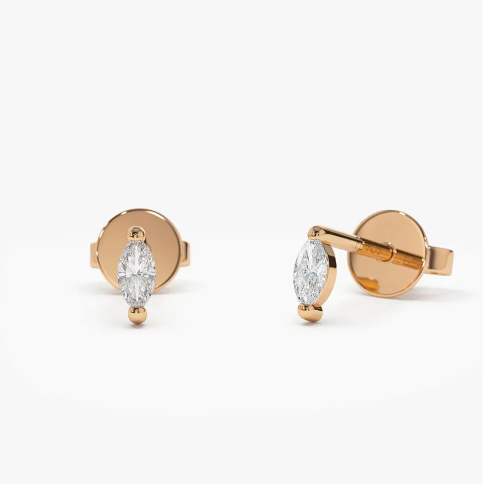 14k Mini Marquise Diamond Studs