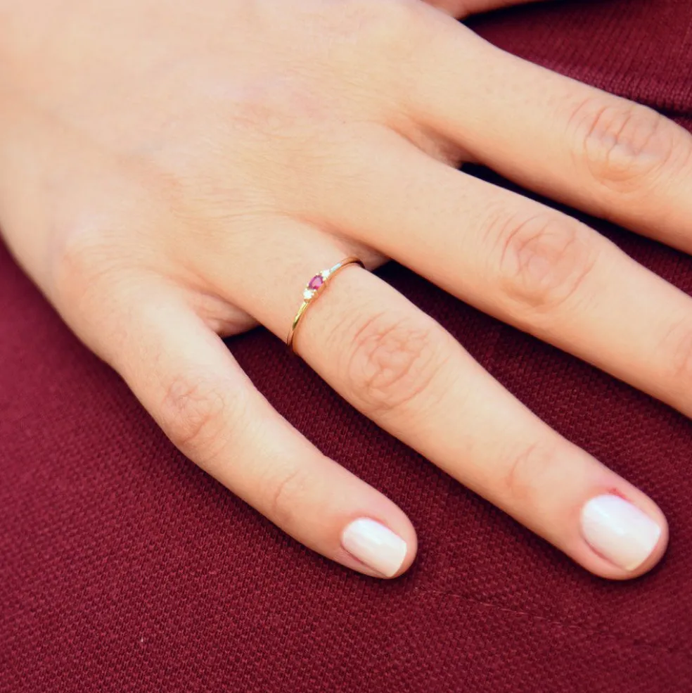 14K Mini Oval Emerald Ring with Diamonds