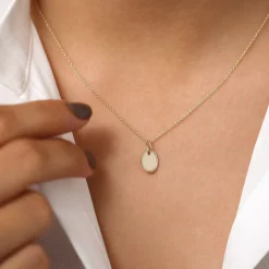 14k Mini Oval Initial Tag with Twist Rope
