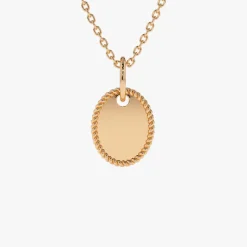 14k Mini Oval Initial Tag with Twist Rope