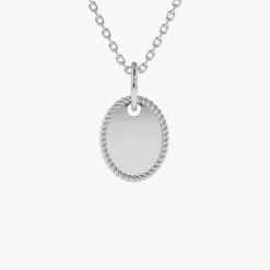 14k Mini Oval Initial Tag with Twist Rope