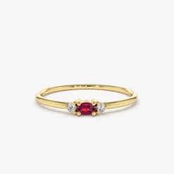 14K Mini Oval Ruby Ring with Diamonds