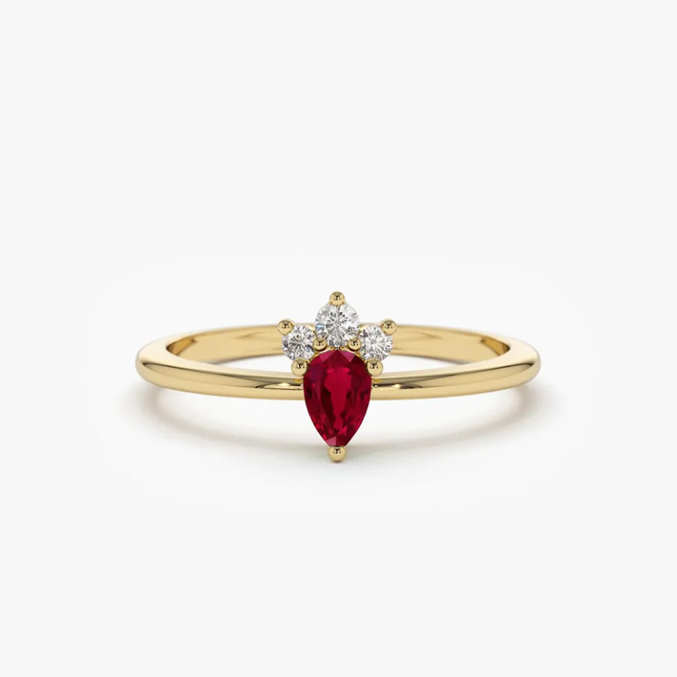 14k Mini Ruby and Diamond Ring