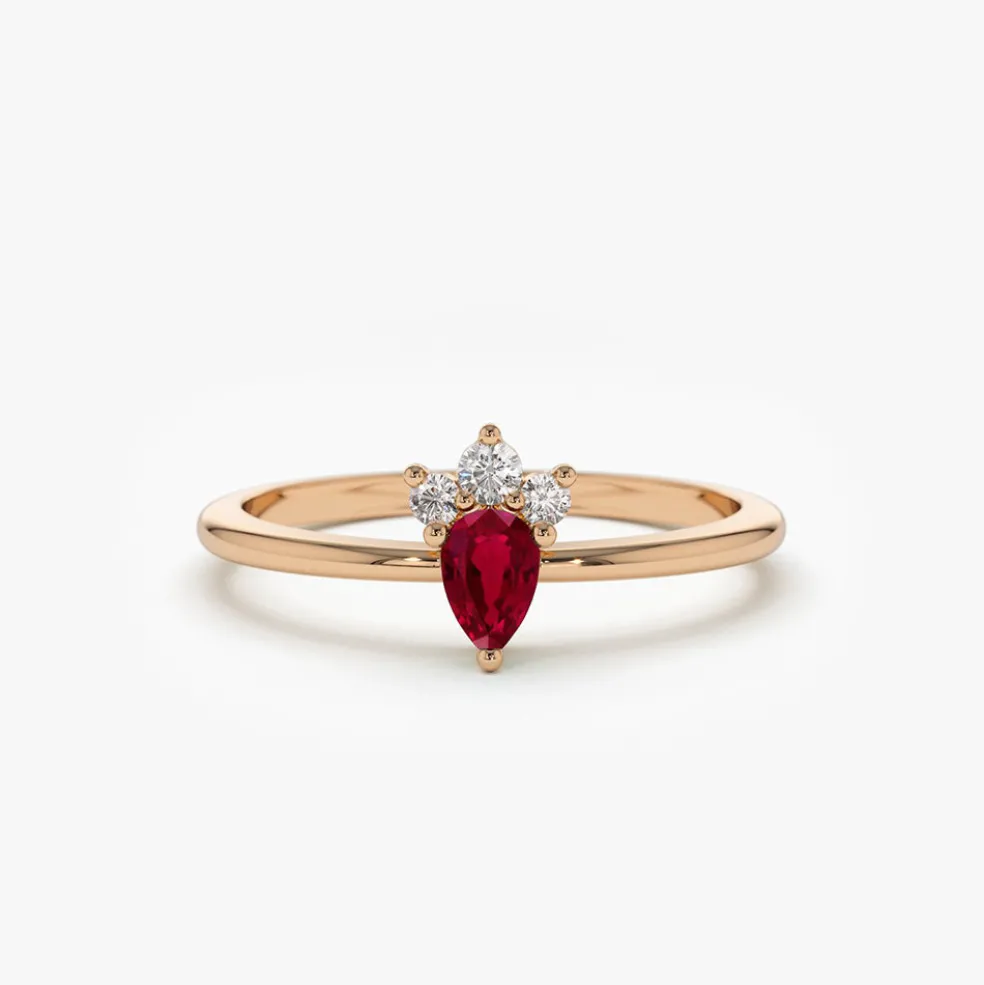 14k Mini Ruby and Diamond Ring