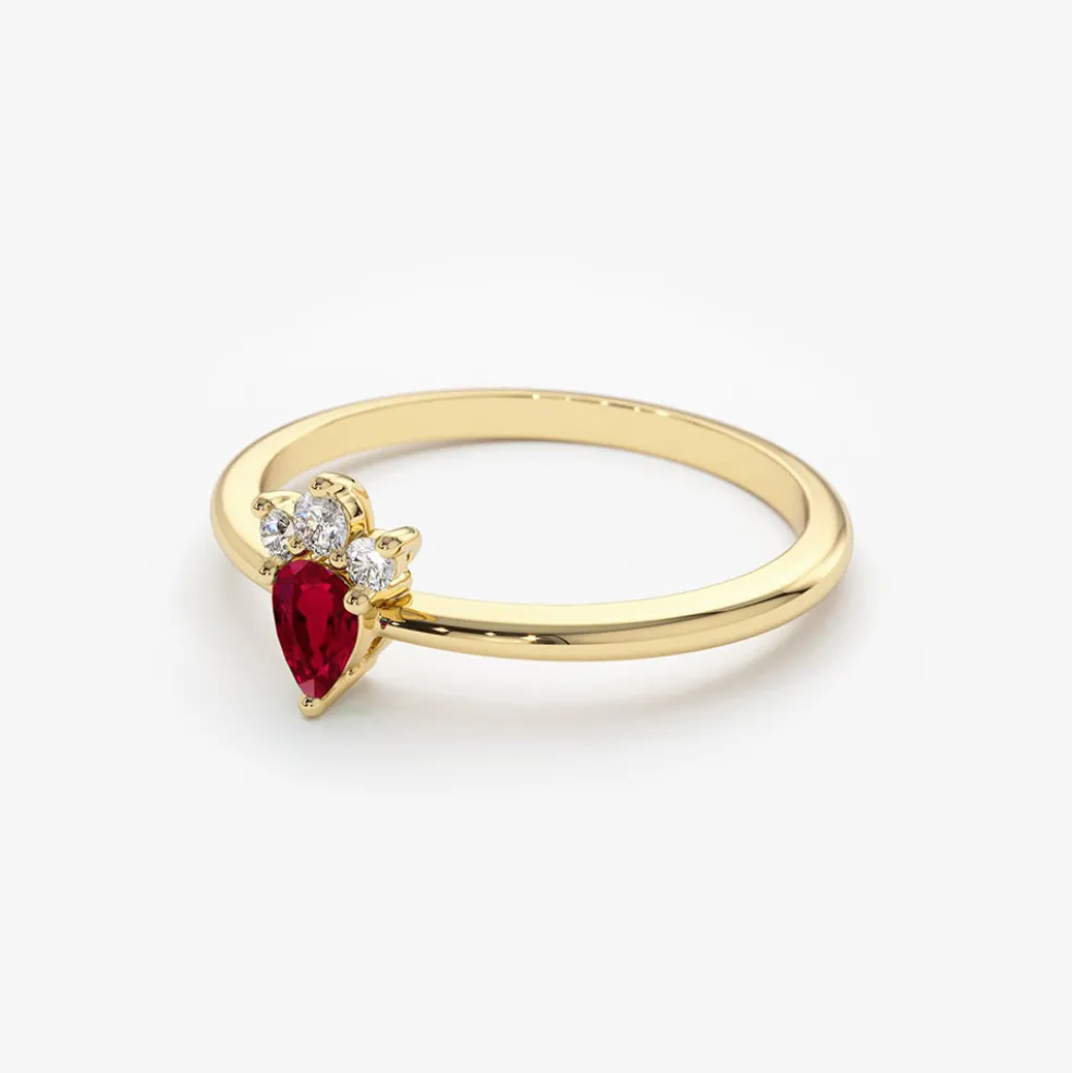 14k Mini Ruby and Diamond Ring