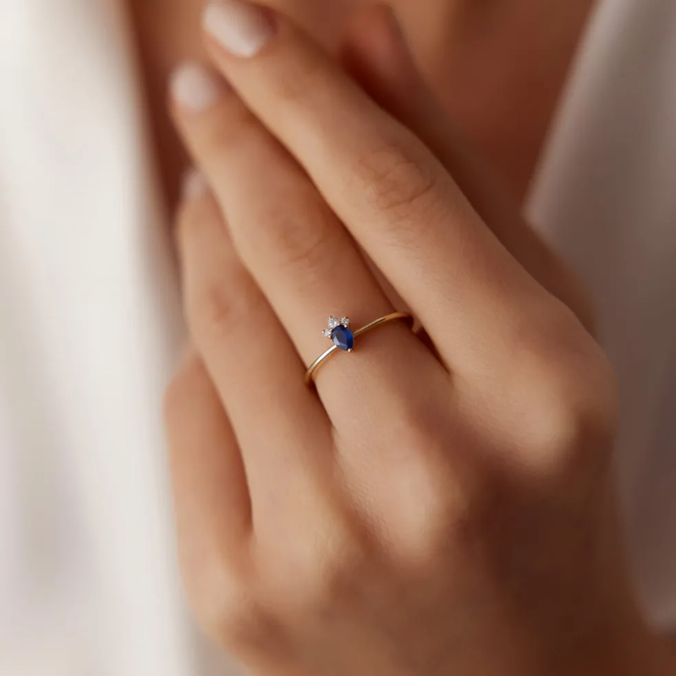 14k Mini Sapphire and Diamond Ring
