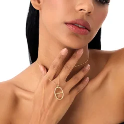14k Minimalist Oval Pendant Necklace