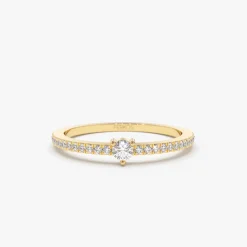 14k Minimalist Pave Diamond Stacking Ring