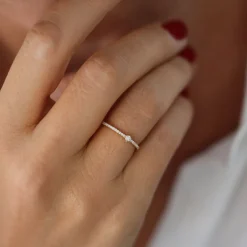 14k Minimalist Pave Diamond Stacking Ring