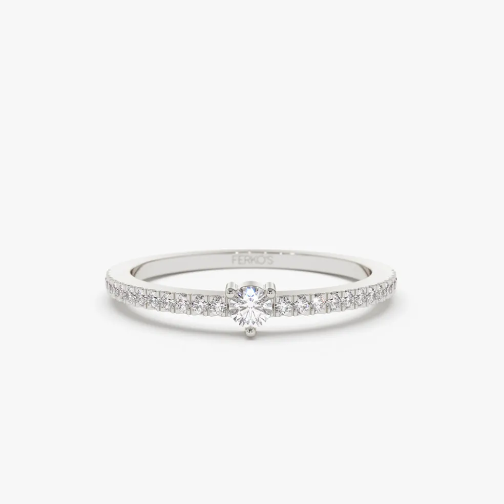 14k Minimalist Pave Diamond Stacking Ring