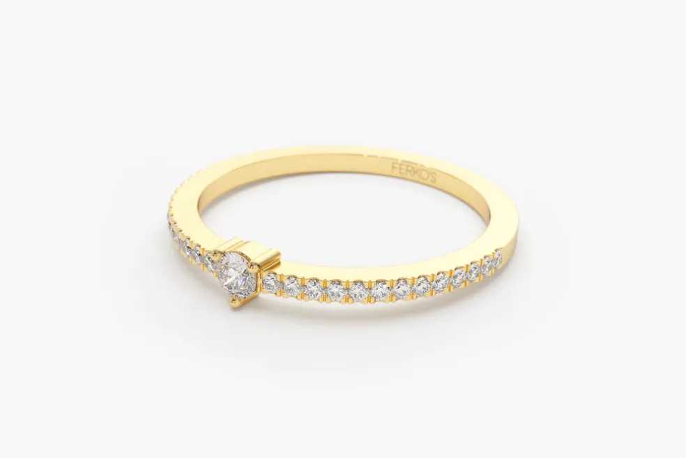 14k Minimalist Pave Diamond Stacking Ring