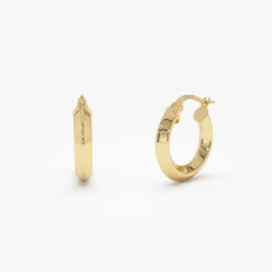 14k Mirror Finish Hoop Earrings