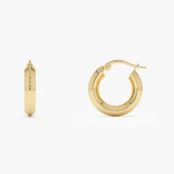14k Mirror Finish Hoop Earrings