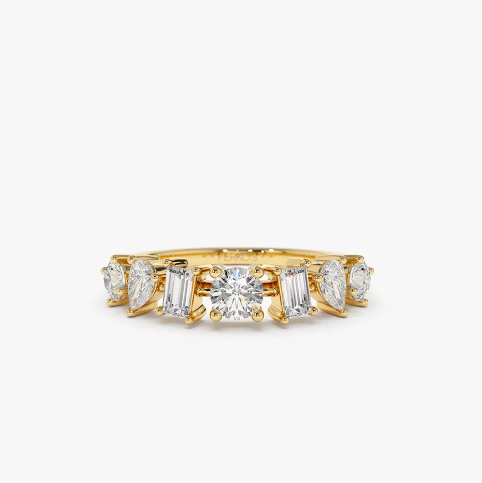 14k Mixed Cut Diamond Anniversary Ring