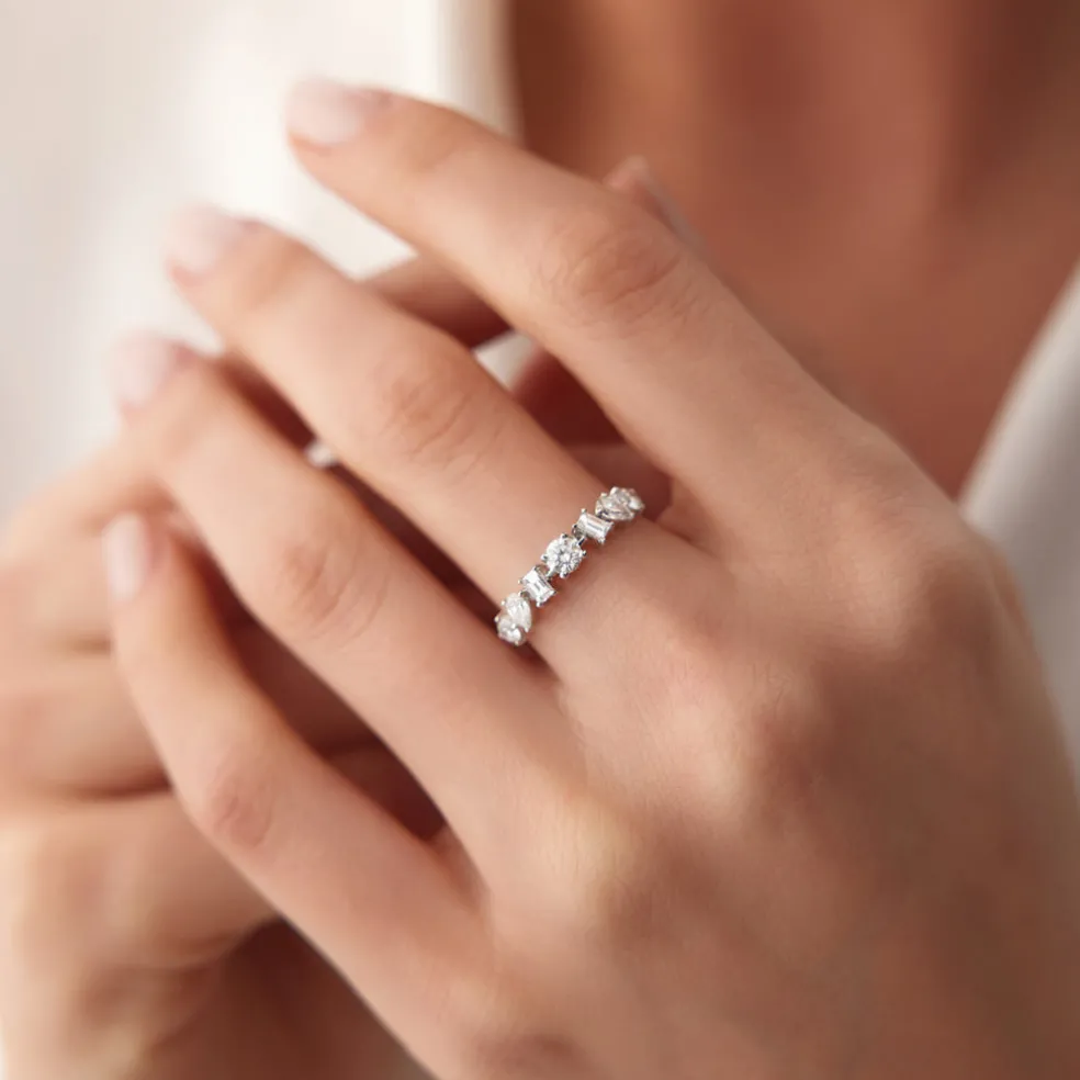 14k Mixed Cut Diamond Anniversary Ring