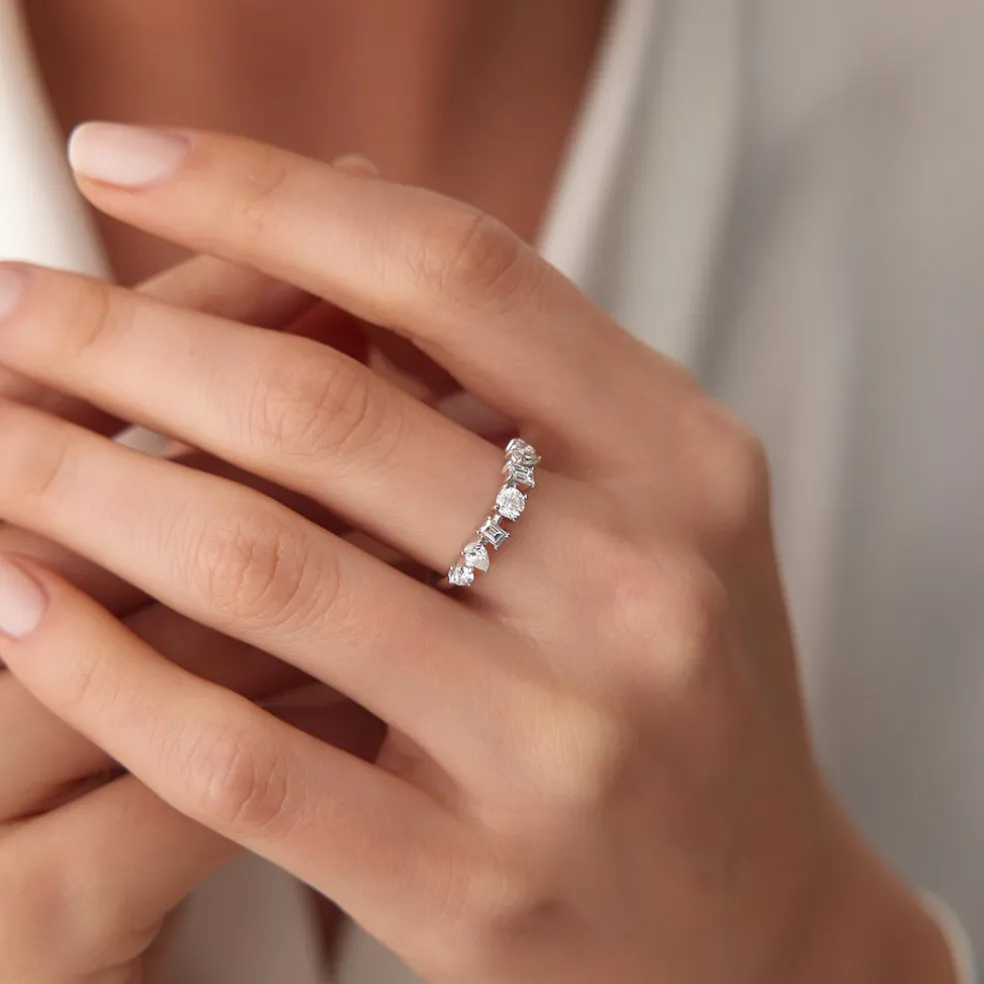 14k Mixed Cut Diamond Anniversary Ring