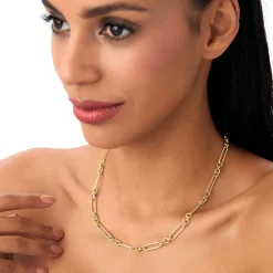 14k Mixed Link Paperclip Bolo Chain Necklace