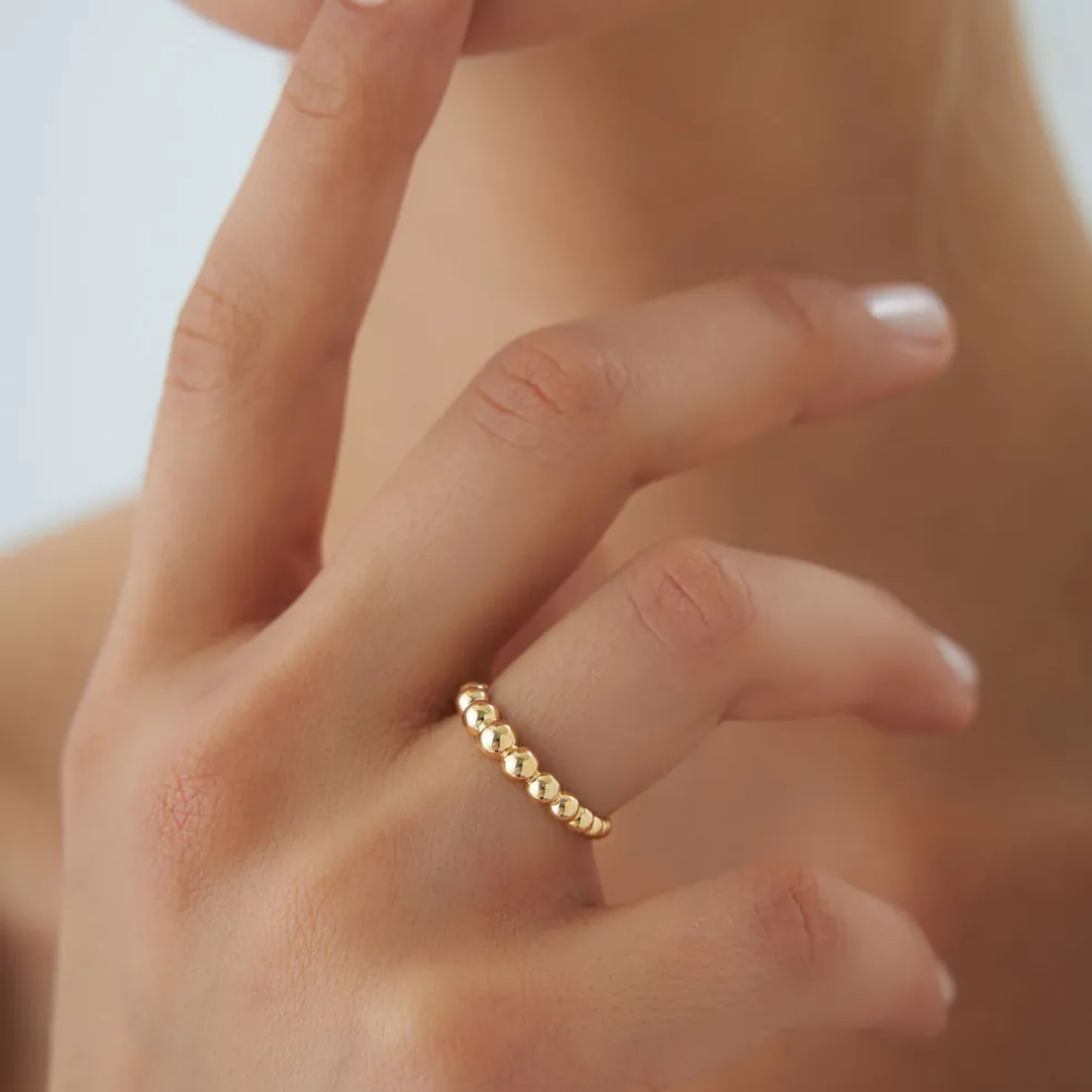 14k 4MM Beaded Graduating Ring