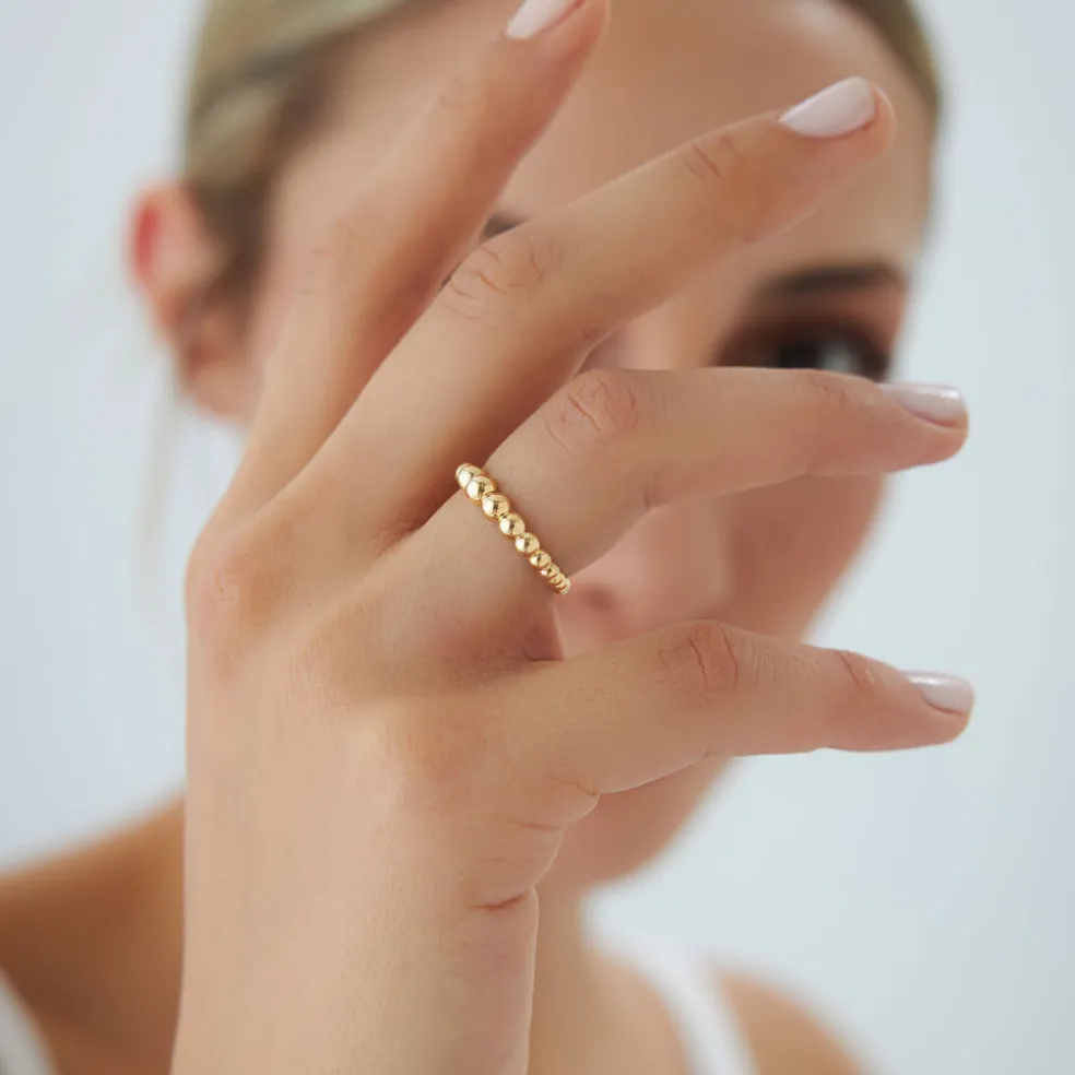 14k 4MM Beaded Graduating Ring