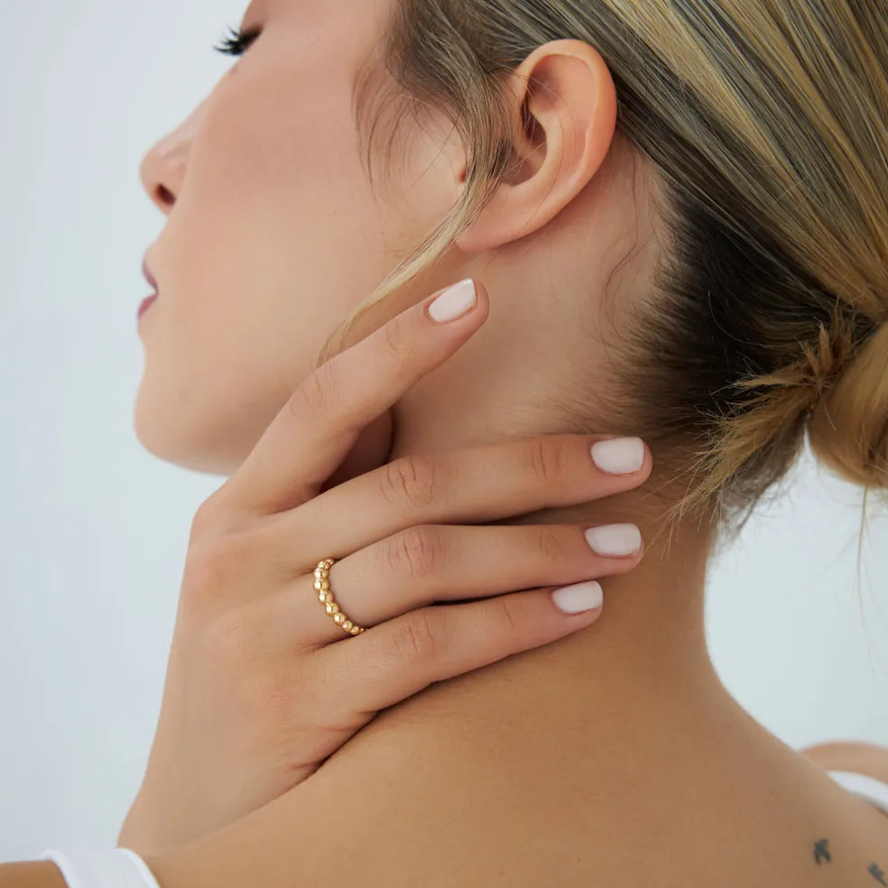 14k 4MM Beaded Graduating Ring