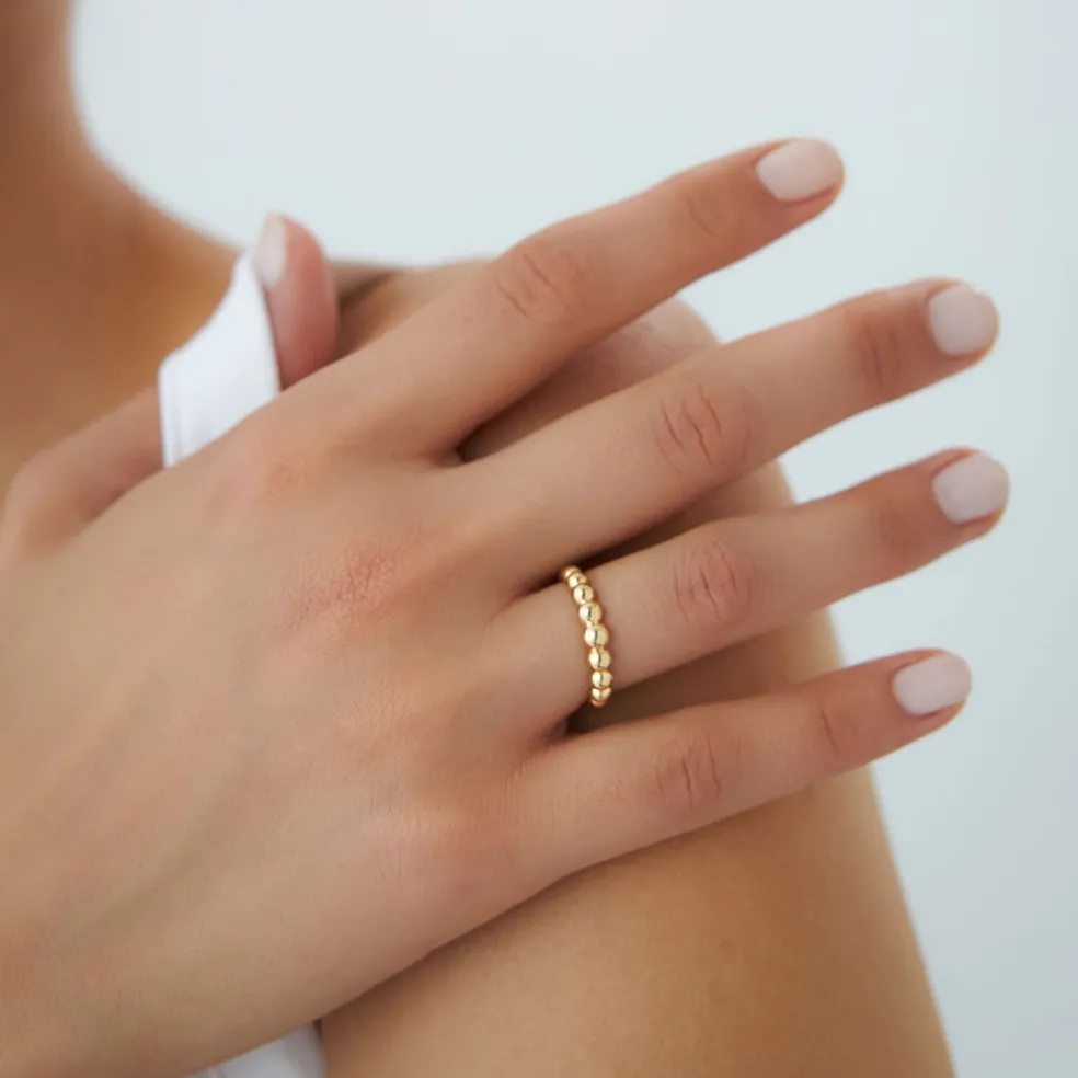 14k 4MM Beaded Graduating Ring