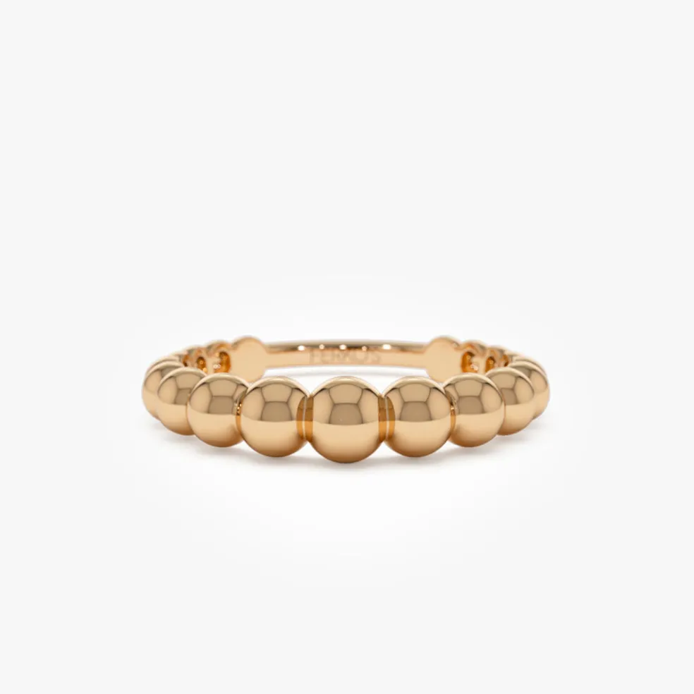 14k 4MM Beaded Graduating Ring