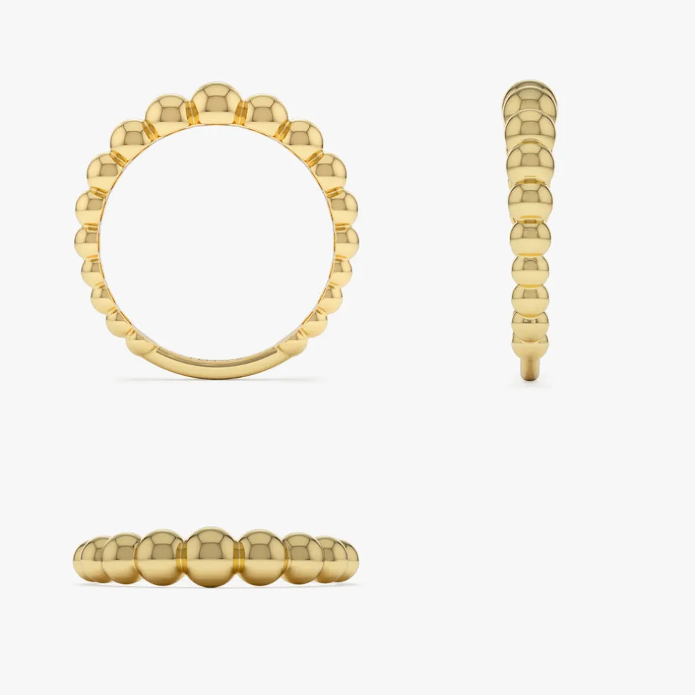 14k 4MM Beaded Graduating Ring