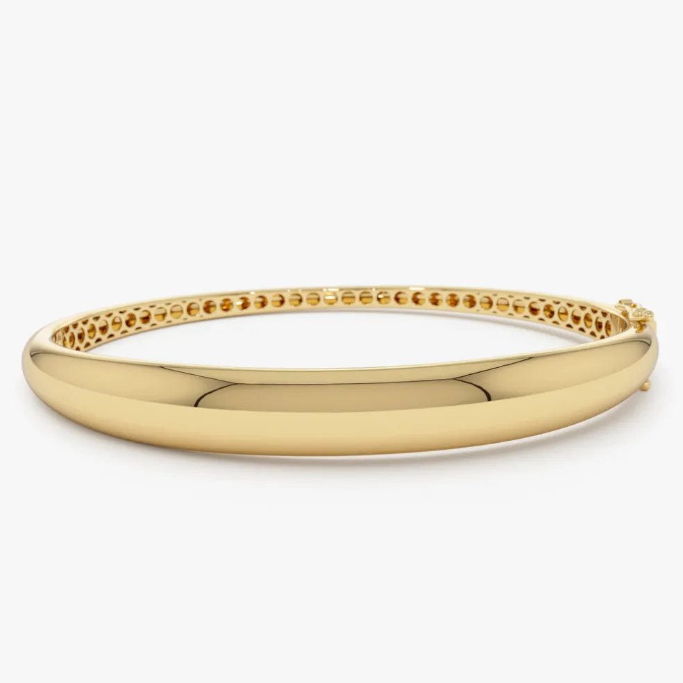 14K 7.5MM Classic Dome Gold Bangle Bracelet