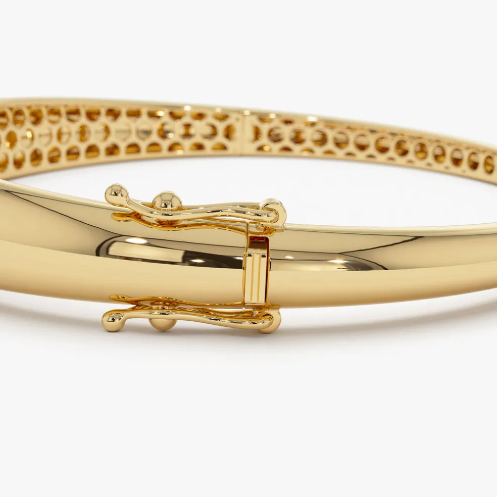 14K 7.5MM Classic Dome Gold Bangle Bracelet