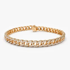 14k 4.8MM Diamond Cuban Link Bracelet