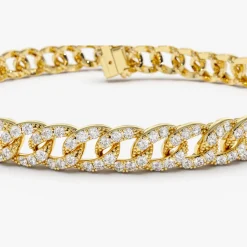 14k 4.8MM Diamond Cuban Link Bracelet